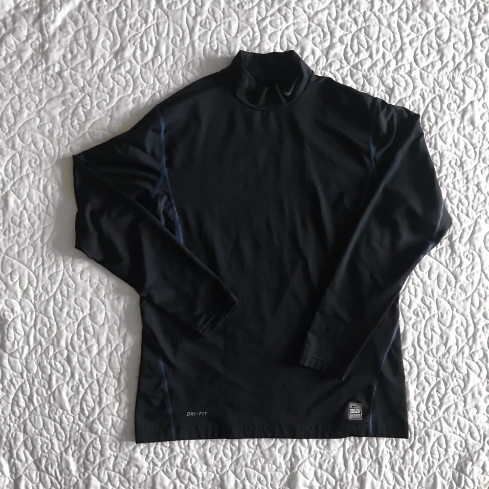 Nike Pro Combat Fitted Navy Mock Neck
